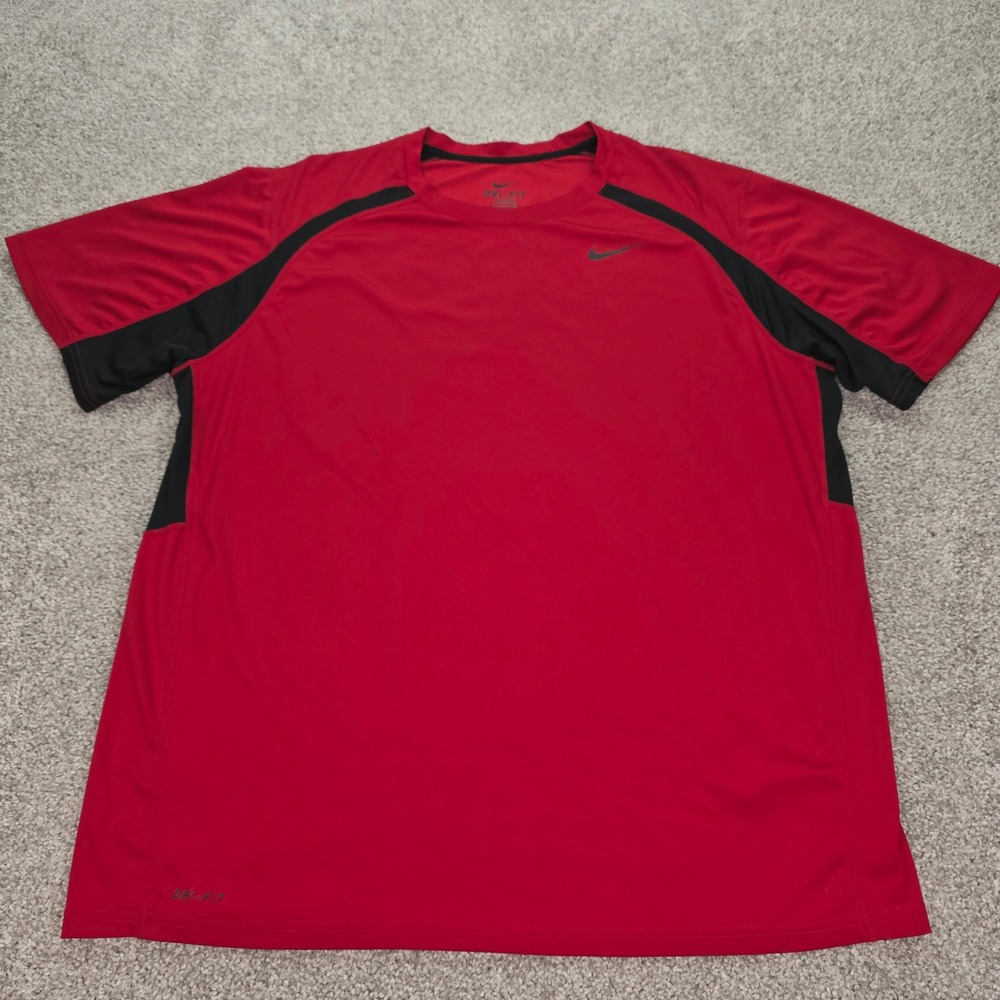 Nike Dri-FIT Mens XXL Red Black Training Shirt Short Sleeve Athletic Tee